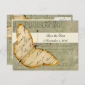 Vintager Schmetterling Save the Date Ankündigungspostkarte (Vorne/Hinten)