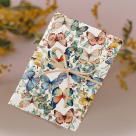 Vintager Schmetterling Schöne Creme Decoupage Geschenkpapier