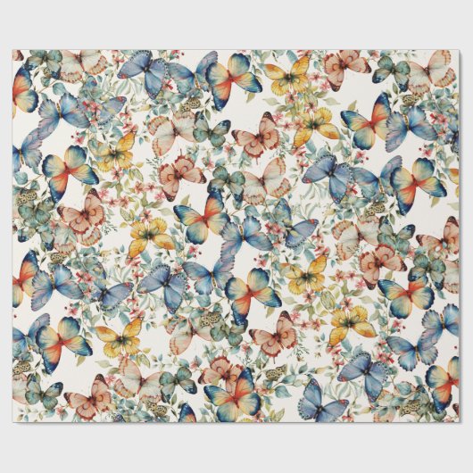 Vintager Schmetterling Schöne Creme Decoupage Geschenkpapier (Flach)