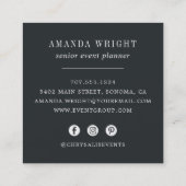 Vintager Schmetterling | Schwarz und Weiß Quadratische Visitenkarte (Rückseite)