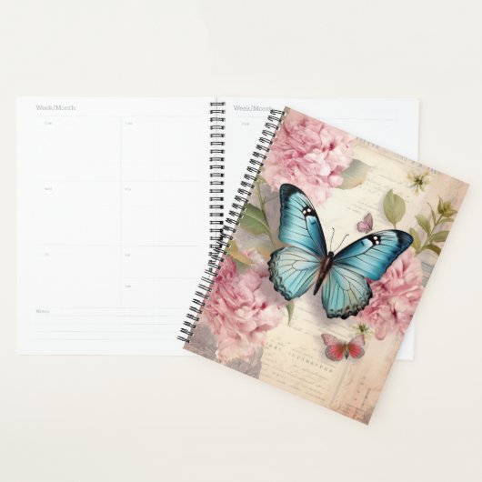 Vintager Schmetterling und Blume Planer (Anzeige)