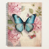 Vintager Schmetterling und Blume Planer (Vorderseite)