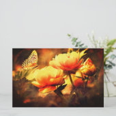 Vintager Schmetterling und Blumen Briefpapier