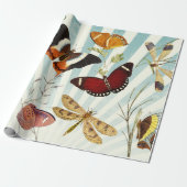Vintager Schmetterling und Drachenfliege Geschenkpapier (Ungerollt)