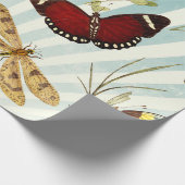 Vintager Schmetterling und Drachenfliege Geschenkpapier (Ecke)