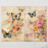 Vintager Schmetterling und floraler Doppelschreibe (Vorderseite)