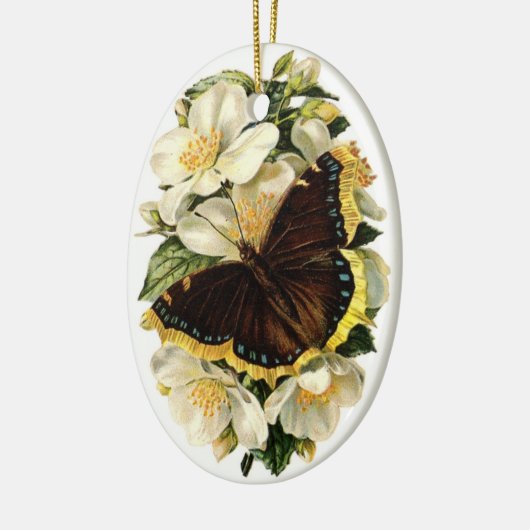 Vintager Schmetterling Weihnachtsbaum Keramikornament (Links)