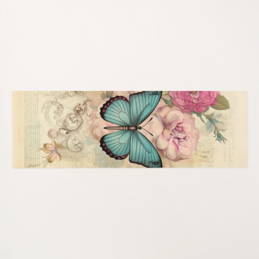 Vintager Schmetterling Yogamatte (Rückseite (Horizontal))