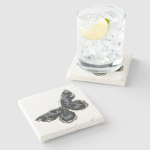 Vintager Schmetterlingsplatz Steinuntersetzer (Seitenansicht)