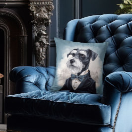 Vintager Schnauzer in einer Bow-Krawatte und Tux Kissen