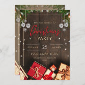 Vintager Schnee aus rustikalem Holz Weihnachten Einladung (Vorne/Hinten)