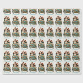 Vintager Schnee und Santa Geschenkpapier (Flach)