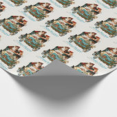 Vintager Schnee und Santa Geschenkpapier (Ecke)