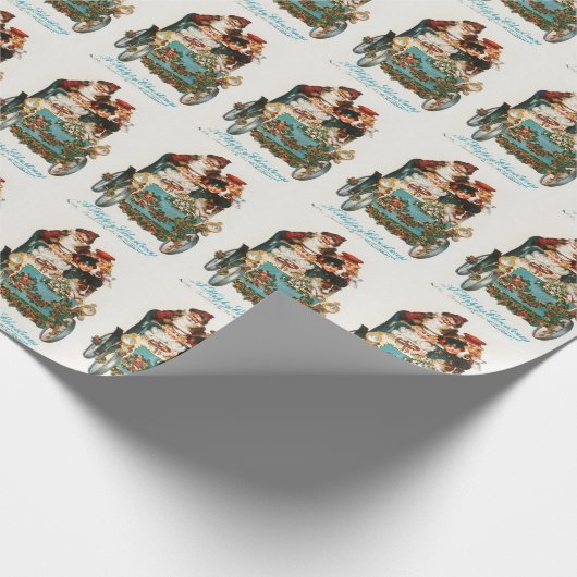 Vintager Schnee und Santa Geschenkpapier (Ecke)