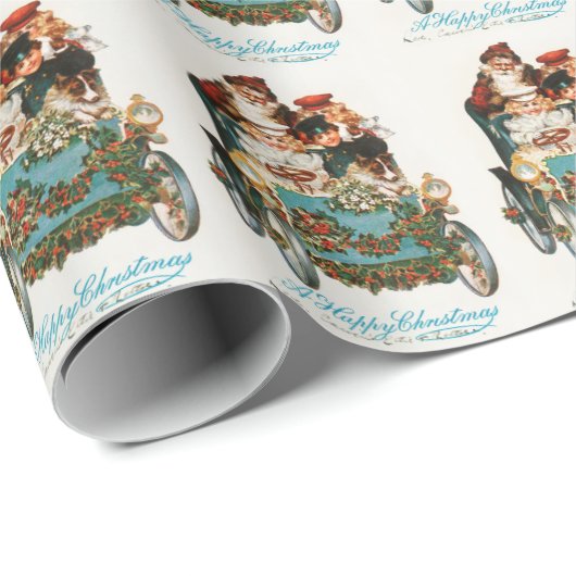 Vintager Schnee und Santa Geschenkpapier (Rolleneckpunkt)