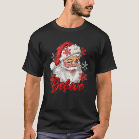 Vintager Schnee und Weihnachtsmann frohen Weihnach T-Shirt (Vorderseite)