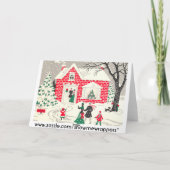 Vintager Schneebesuch Feiertagskarte (Rückseite)