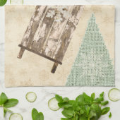 Vintager Schneeflockenbaum Rustikaler Schlitten Geschirrtuch (Gefaltet)