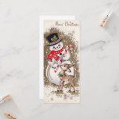 Vintager Schneemann der 1950er Jahre mit Hirsch Karte (Vorderseite/Rückseite Beispiel)