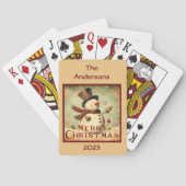 Vintager Schneemann - Frohe Weihnachten individuel Spielkarten (Rückseite)
