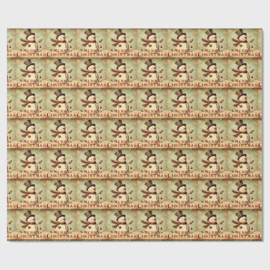 Vintager Schneemann - Frohe Weihnachtsverpackung Geschenkpapier (Flach)