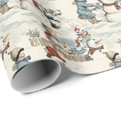 Vintager Schneemann Geschenkpapier (Rolleneckpunkt)