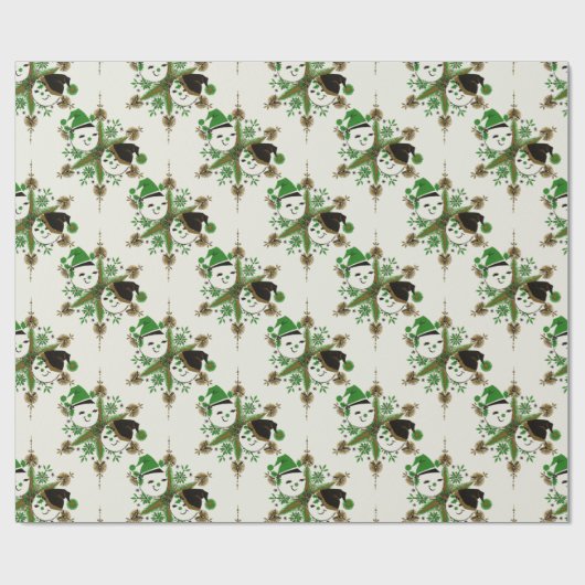 Vintager Schneemann Geschenkpapier (Flach)