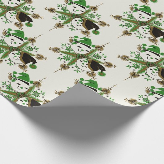 Vintager Schneemann Geschenkpapier (Ecke)