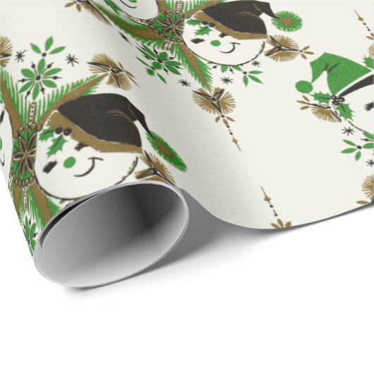 Vintager Schneemann Geschenkpapier (Rolleneckpunkt)