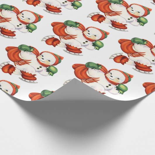 Vintager Schneemann Geschenkpapier (Ecke)