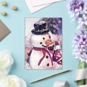 Vintager Schneemann im Schnee Zeichnend Acryleinladungen (In Situ (Hochzeit))