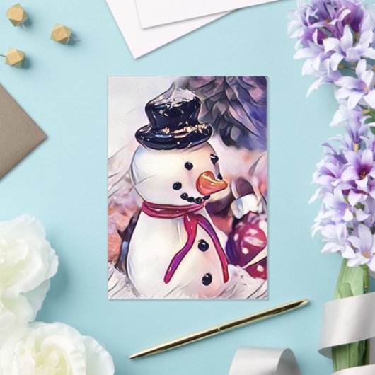 Vintager Schneemann im Schnee Zeichnend Acryleinladungen (In Situ (Hochzeit))