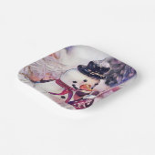 Vintager Schneemann im Schnee Zeichnend Pappteller (Gewinkelt)