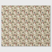 Vintager Schneemann im Winterwunderland Geschenkpapier (Flach)