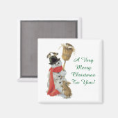 Vintager Schneemann mit Freunden Magnet (Vorderseite/Rückseite)