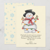 Vintager Schneemann mit Lichtern Feiertagskarte (Vorne/Hinten)