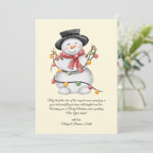 Vintager Schneemann mit Lichtern Feiertagskarte (Stehend Vorderseite)