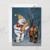 Vintager Schneemann mit Presents Postkarte (Vorne/Hinten)