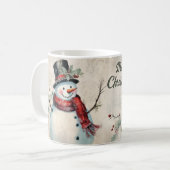 Vintager Schneemann mit Weihnachten Blume Kaffee T Kaffeetasse (Vorderseite Links)