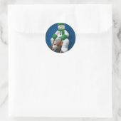 Vintager Schneemann Runder Aufkleber (Tasche)