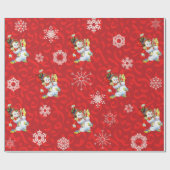 Vintager Schneemann und Schneeflocke Geschenkpapier (Flach)