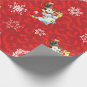 Vintager Schneemann und Schneeflocke Geschenkpapier (Ecke)
