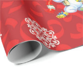 Vintager Schneemann und Schneeflocke Geschenkpapier (Rolleneckpunkt)