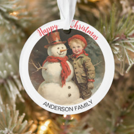 Vintager Schneemann Weihnachten Ornament