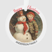 Vintager Schneemann Weihnachten Ornament (Vorderseite)