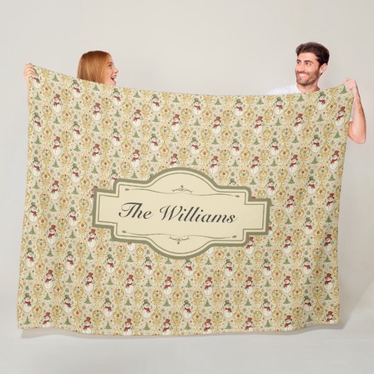 Vintager Schneemann & Weihnachtsbaum Custom Fleecedecke (Beispiel)