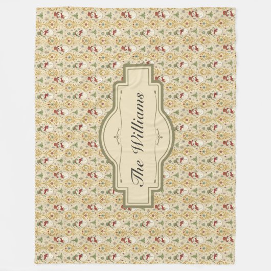 Vintager Schneemann & Weihnachtsbaum Custom Fleecedecke (Vorderseite)