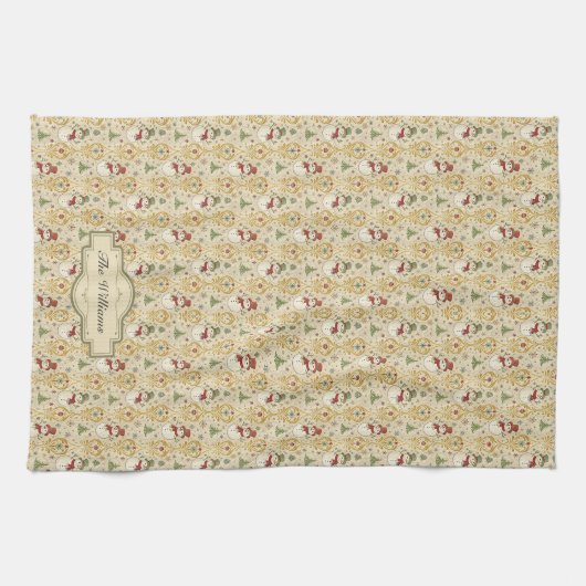 Vintager Schneemann & Weihnachtsbaum Custom Geschirrtuch (Horizontal)