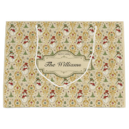 Vintager Schneemann & Weihnachtsbaum Custom Große Geschenktüte