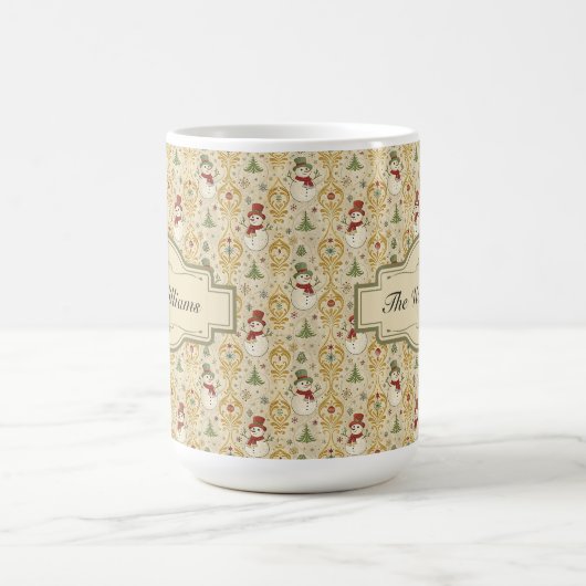 Vintager Schneemann & Weihnachtsbaum Custom Kaffeetasse (Mittel)